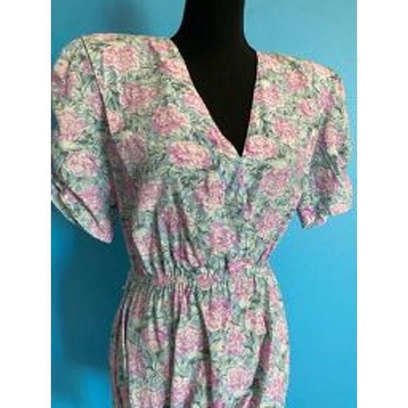 RE/DONE The Attico 80's Cottage Floral Shoulder Pads Mini Dress Covered Button S - Picture 2 of 11